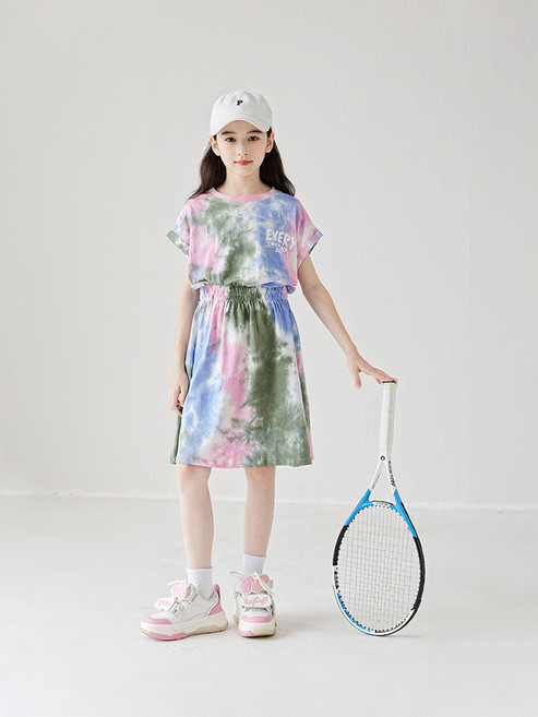 편한 블루 핑크 반팔 티셔츠 여아 원피스 키즈 주니어 드레스 공주 초등학생 아동복 캐주얼