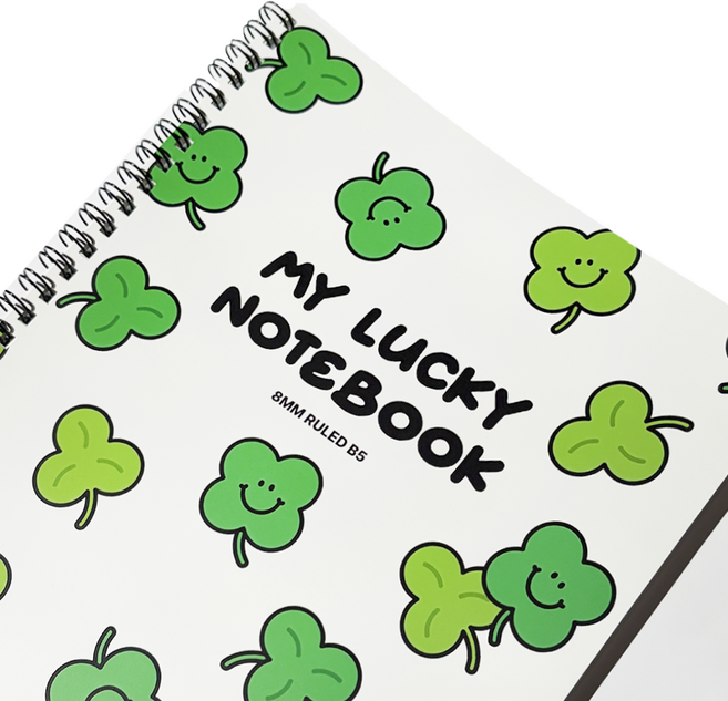 포포샵 8mm 라인 스프링 노트 4종세트, 1세트, 클로버