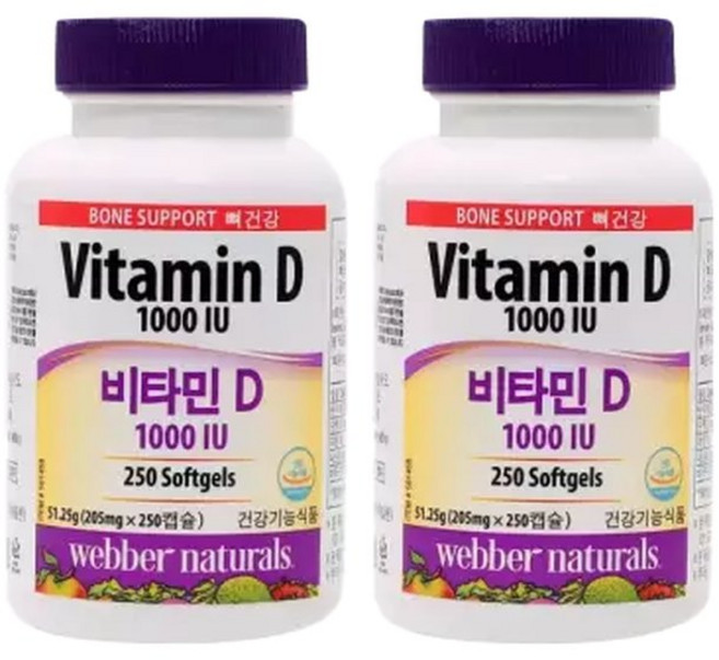 웨버 내추럴 비타민D 205mg x 250캡슐 뼈건강, 1개, 250정
