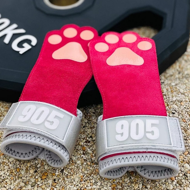 헬스스트랩 905 퀵그립 리프팅 헬스장갑 헬스그립 논슬립 손목보호대 여성용 고양이, 핑크, 1세트