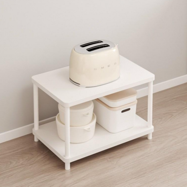 하이피러브 다용도 수납 선반 진열장 전자레인지 선반, 화이트, 2단