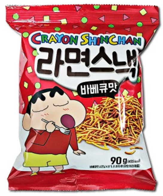 크레용 신짱 짱구 라면스낵 바베큐맛 90g, 1개