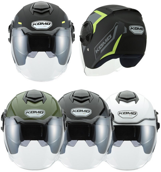 코모 6250 오토바이 헬멧 소두핏 가벼운 헬멧, L, 매트블랙