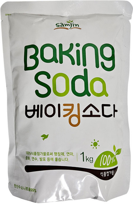 삼진식품 베이킹소다 1kg 식용 식소다 과일세척 세정제 욕실 청소 세제, 3개