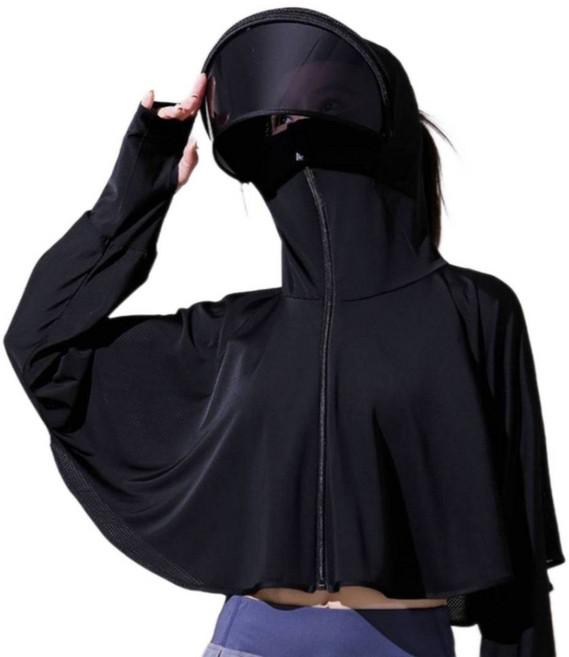 褲公主 冰絲防曬長袖披肩 連帽抗UV涼感外套 騎車防曬衣