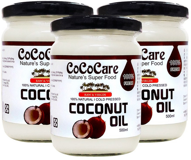 CoCoCare 冷壓初榨椰子油, 500ml, 3罐