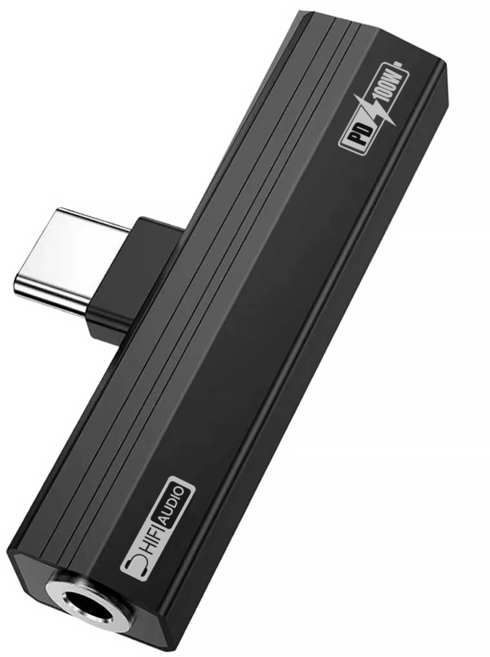 C타입 to 3.5mm 이어폰 PD 100W 고속충전 변환 어댑터, 1개, 블랙