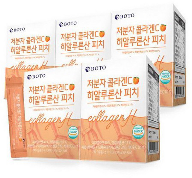 보뚜 저분자 콜라겐C 히알루론산 피치 30p, 60g, 5개