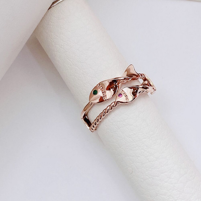 행운 물고기 두줄 반지 ( 재물운 수능 합격반지)