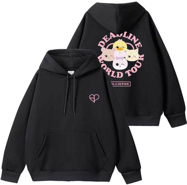 BLACKPINK 粉墨 DEADLINE 演唱會 周邊 衛衣 帽 T, 1個, 連帽黑色-BL