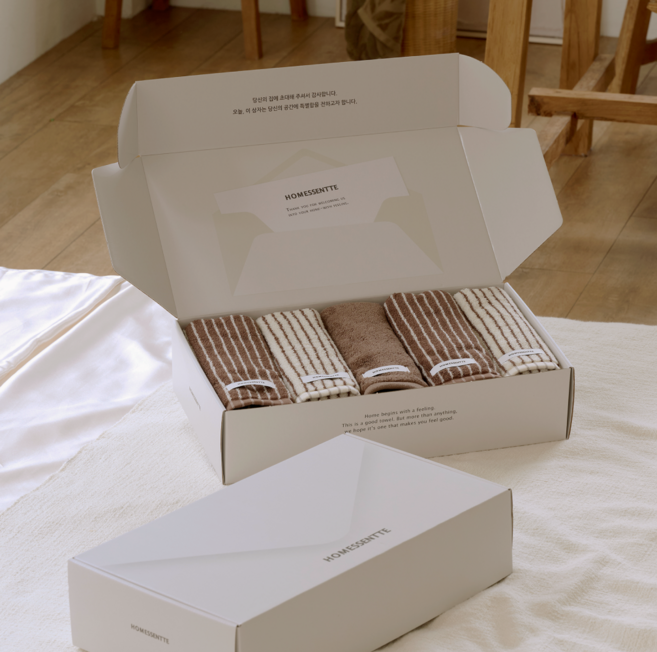 홈에쎈떼 세면타월 5종 세트 170g 40수 코마사, 1박스, 혼합색상