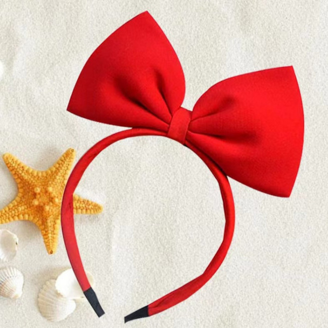 [모사찌] 크리스마스 레드 블랙 벨벳 공주 고급 리본 머리띠