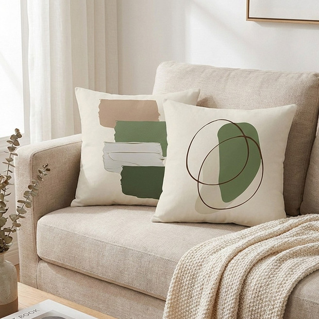 스칸디 쿠션커버 2개 거실 소파 인테리어 사각쿠션 등받이용 홈카페 분위기 소품