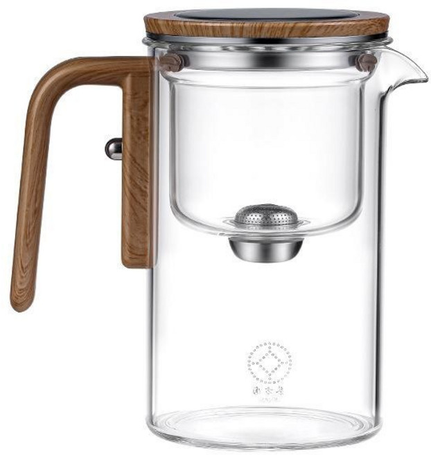 Kapok Nook 玻璃分離式泡茶壺 磁吸過濾設計, 1個, 透明, 600ml