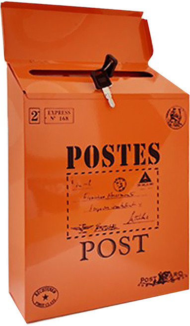 위너리스 빈티지 벽걸이 우체통 전원주택 우편함 철제우체통, 오렌지