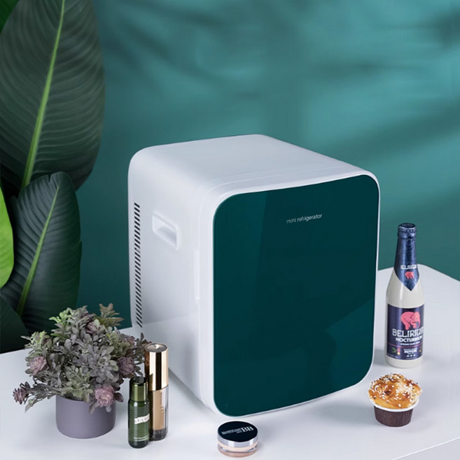 칠리아 다용도 미니냉장고 자동차 소형 가정용 차량용 냉온겸용 기숙사 화장품 휴대용 냉장고, 그린
