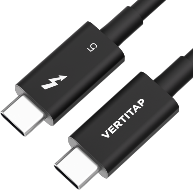 버티탭 인텔 공식 인증 썬더볼트5 240W 120Gbps C타입 케이블, 블랙, 1개, 1m