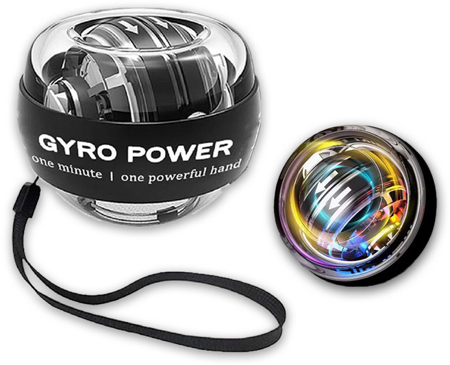 GYRO POWER 腕力球 腕力訓練器, 鉑金黑-自啟帶彩燈, 1個