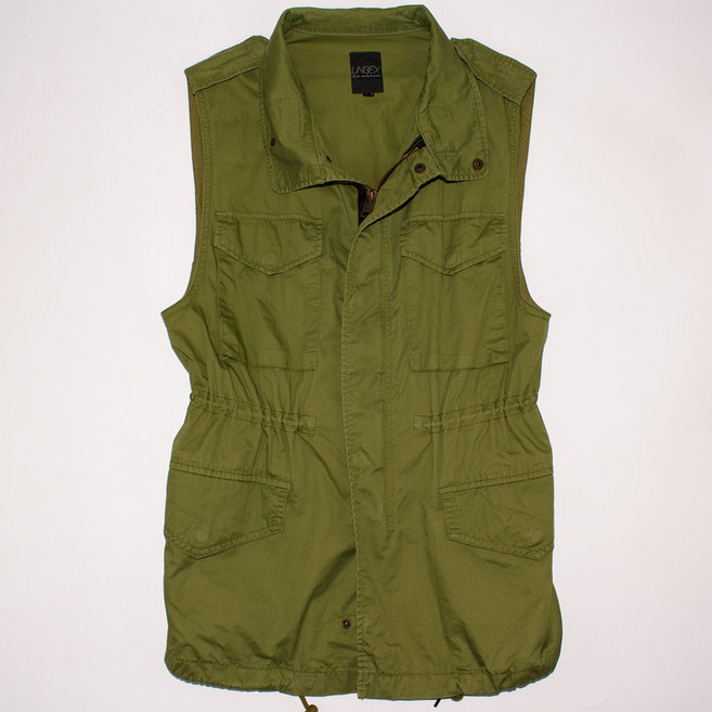 카이아크만 카키 면 빈티지 집업 야상조끼점퍼 S 공용