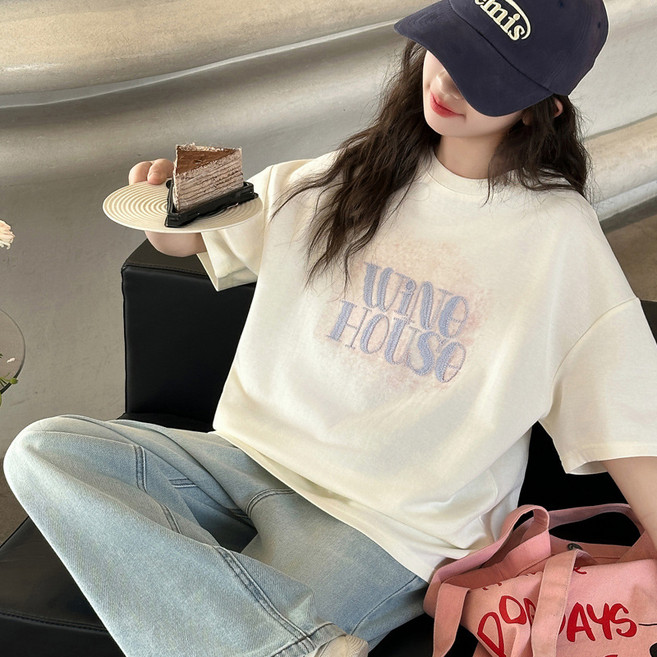 키즈목마 여름 여아 캐주얼 라운드넥 반팔티 초등 여아 중학생 주니어 반팔티셔츠 670