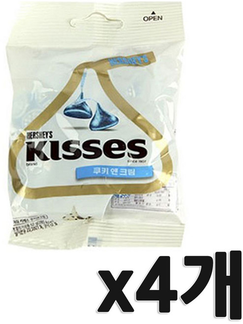 키세스 쿠키 앤 크림 초콜릿, 52g, 4개