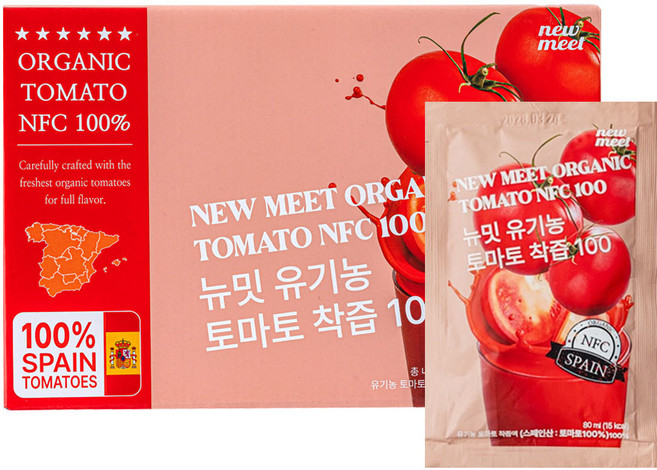 [공식판매처]뉴밋 유기농 토마토즙 100% NFC 생착즙 무설탕 무첨가 토마토주스 토마토쥬스, 80ml, 1
