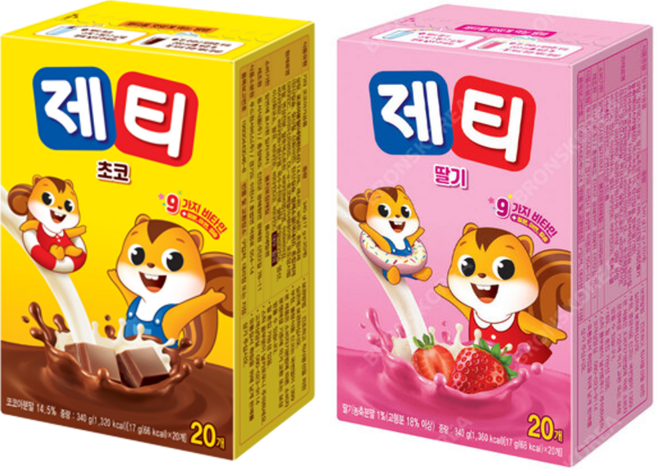 9가지 비타민 칼슘 철분 졔티 초코맛+ 딸기맛 각, 1개