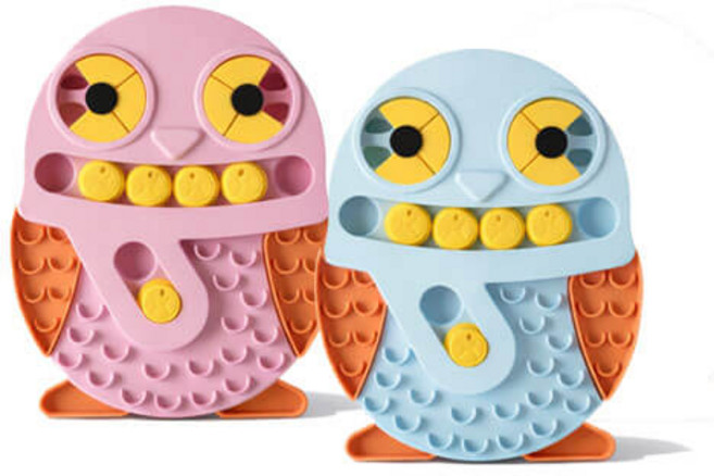 히야펫 반려동물 부엉이 2in 1 두뇌개발&슬로우식기, 1개, 핑크