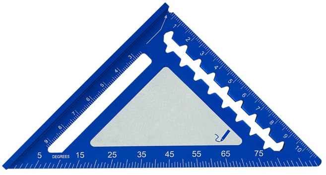 4인치 알루미늄 삼각자 측정 도구 각도기 45/90도 자, 파랑색