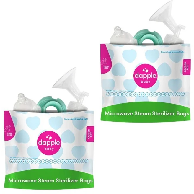 Dapple 아기 전자레인지 살균기 백 유축기 부품 및 아기 젖병에 재사용 가능 가방 당 20가지 용도 여행 및 사무실에 적합 8개(1팩) - 쿠팡
