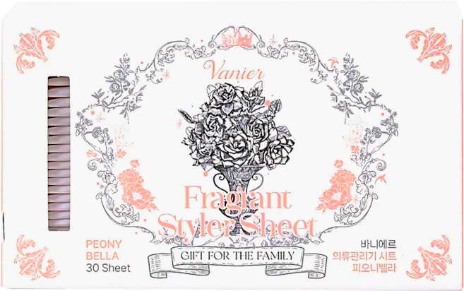 바니에르 향기 부스터 의류관리기시트 스타일러 피오니벨라 개별포장 30p, 1개, 30개입