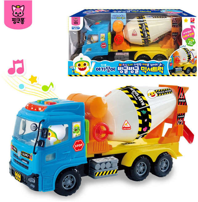 핑크퐁 아기상어 빙글빙글 믹서트럭 장난감 레미콘, 1개, 혼합색상