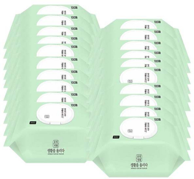 테온셀 하늘비천우 캡형100매x20팩 부드러운물티슈 베이직물티슈 올림생활 피톤치드향 물티슈