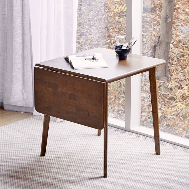 [리비니아] 크리미 드롭리프 접이식 확장형 원목식탁 테이블/ 디자인 2Colors, 월넛