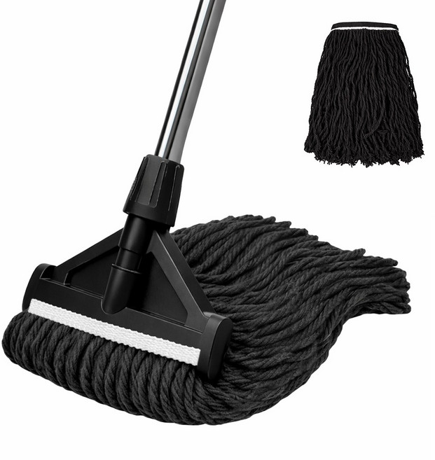 하이크린 고급 3단 마포대 + 마포걸레 리필 2장, 블랙, 1세트