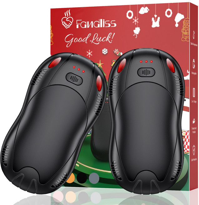 전기 손난로 HEYSTOP 양면 발열 자석식 휴대용 손난로 5000mAh 2종 세트, 블랙, HW03