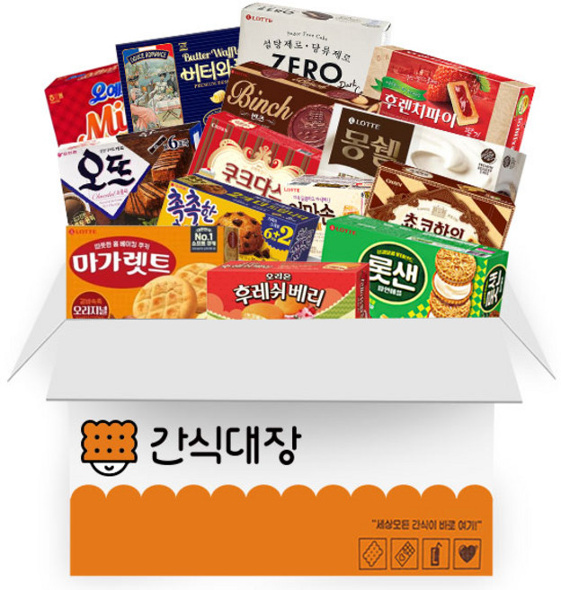 [간식대장] 최고의 사무실 간식세트 제로카카오 롯데 샌드 몽쉘크림 오뜨 엄마손파이 빈츠 마가렛트 오예스 mini 후렌치파이 쿠크다스 후레쉬베리 촉촉한 초코칩 초코하임 와플, 1개, 가성비 사무실 간식 B세트 14종