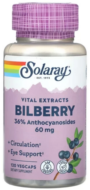 솔라레이 빌베리 Bilberry 60mg 120정, 1개, 베지 캡슐 120정 - 쿠팡