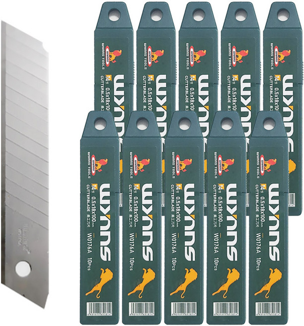프로기어스 SK-7 일본산 고강도 특수강 칼날 사무용 산업용 유틸리티 커터칼날 10통 100개입 18mm, 10개