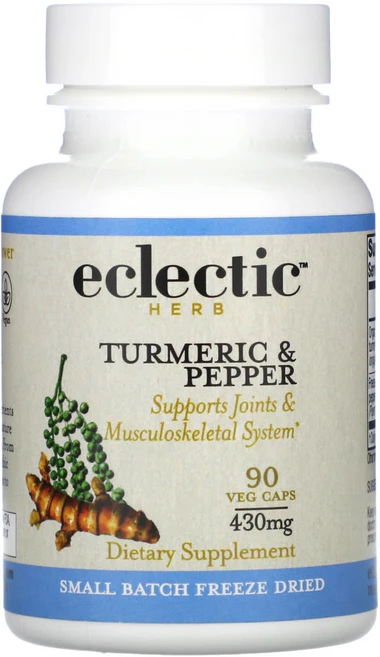 Eclectic Herb 무가공 신선 동결 건조 강황 & 페퍼 430mg 유전자 변형 성분 무함유 베지 캡슐 90정, EclecticHerb무가공신선동결건조강황페퍼430mg, 1개 - 쿠팡
