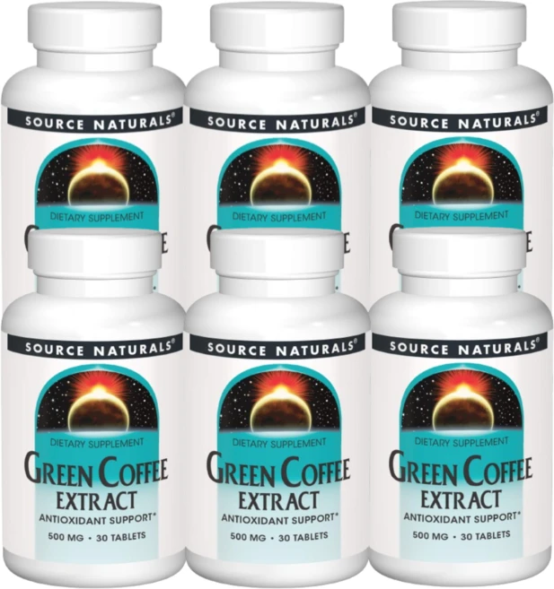 [Source Naturals] 그린 커피 추출물 500 mg 30 타블렛 6 SET, 30정 - 쿠팡