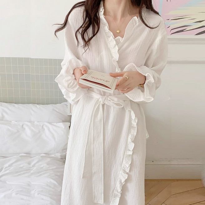 소네르 소프트 골프 샤워 가운, 화이트 러플, 1개