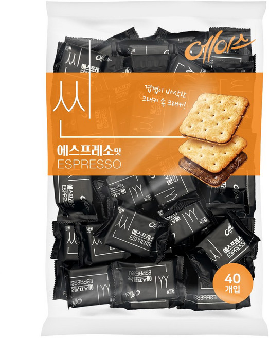 해태제과 에이스 과자 씬 에스프레소 대용량 커피 크래커 40개(개별포장), 40개