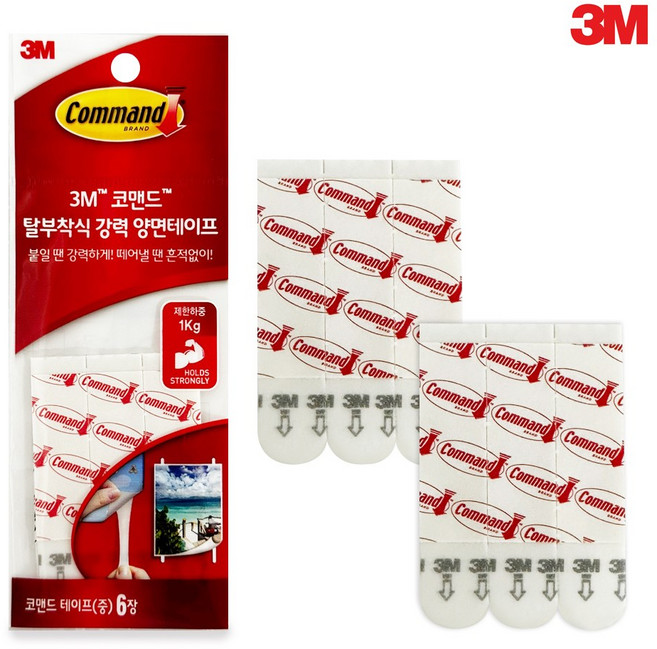 3M 코맨드 탈부착식 강력 양면테이프(중 6매입) 리필, 1개