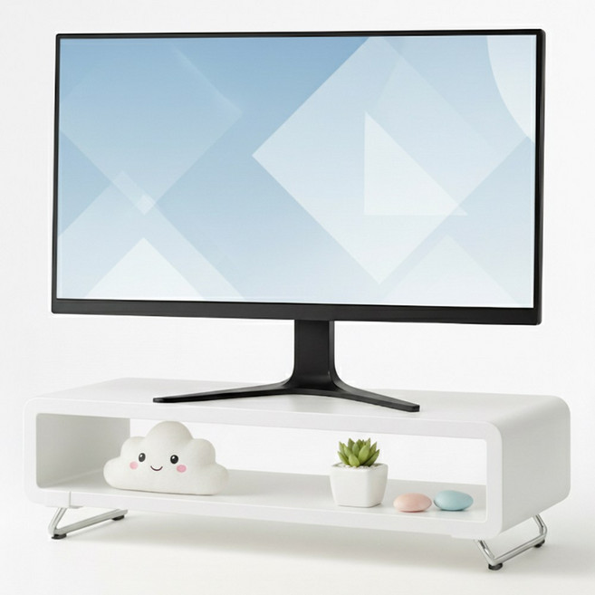제스트플로우 공간 수납형 모니터 받침대 높이 조절, 1개, 화이트