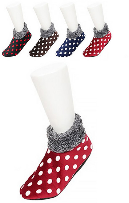 여성용 벨벳도트 털버선 덧신 5켤레