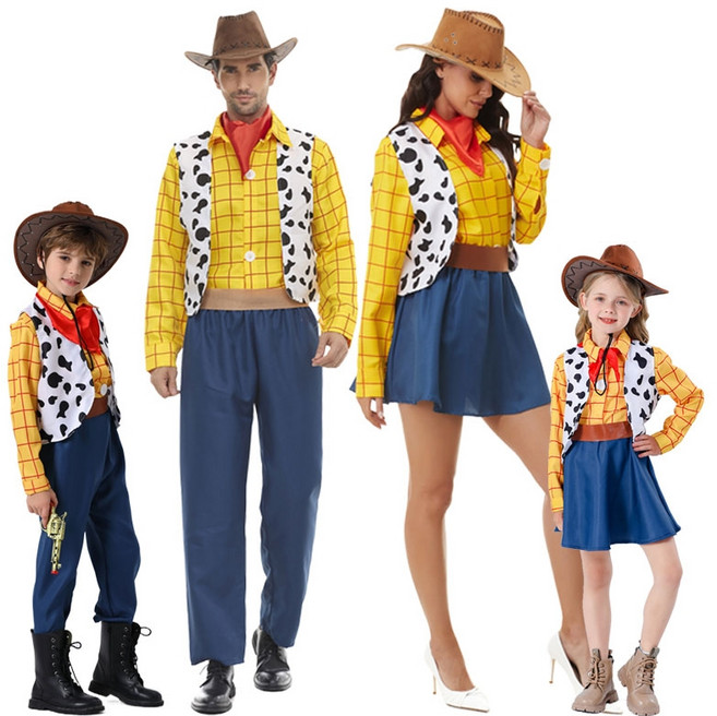 가족 할로윈 코스튬 토이스토리 우디 파티 복장 캐릭터 카우보이 코스프레