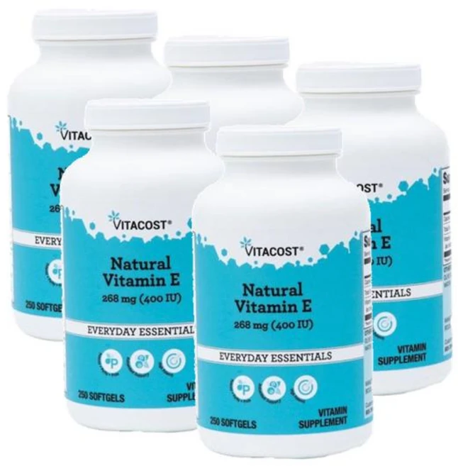 비타코스트 내추럴 비타민E 400IU Vitacost Natural Vitamin E, 5개, 250정 - 쿠팡