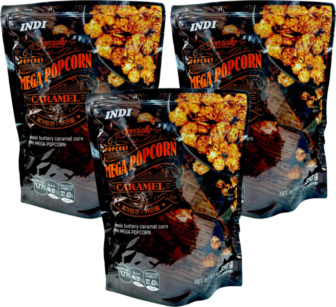 INDI 카라멜 메가팝콘, 350g, 3개