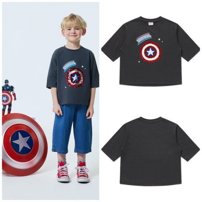 래핑차일드 [래핑차일드] 26SS 아동 캡틴아메리카_7부 티 (86139-331-53) 432925